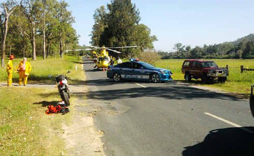 The Westpac Life Saver Rescue Helicopter was called to this accident on the Orara Way. The Westpac Life Saver Rescue Helicopter was called to this accident on the Orara Way.